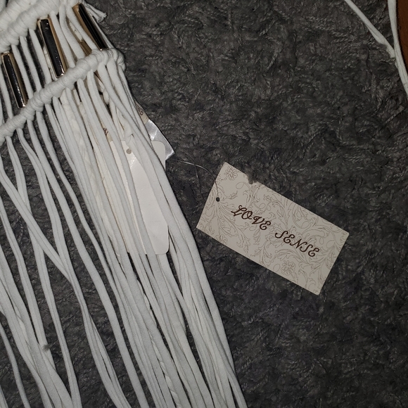 Long white crocheted fringed top - Picture 4 of 5